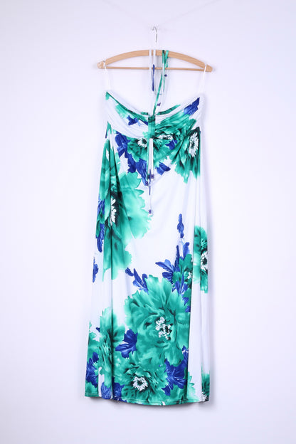 New Kaleidoscope Womens 14 Long Dress White Floral Summer Beach