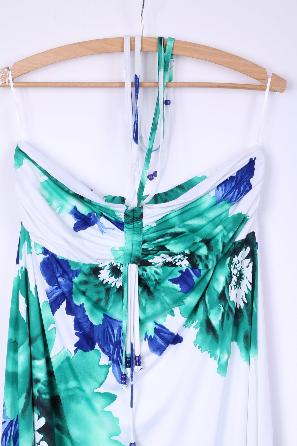 Nuovo abito lungo da donna 14 Kaleidoscope bianco floreale estivo spiaggia 