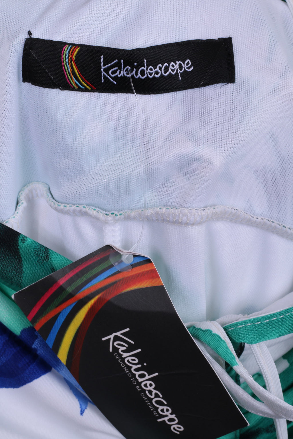 Nuovo abito lungo da donna 14 Kaleidoscope bianco floreale estivo spiaggia 