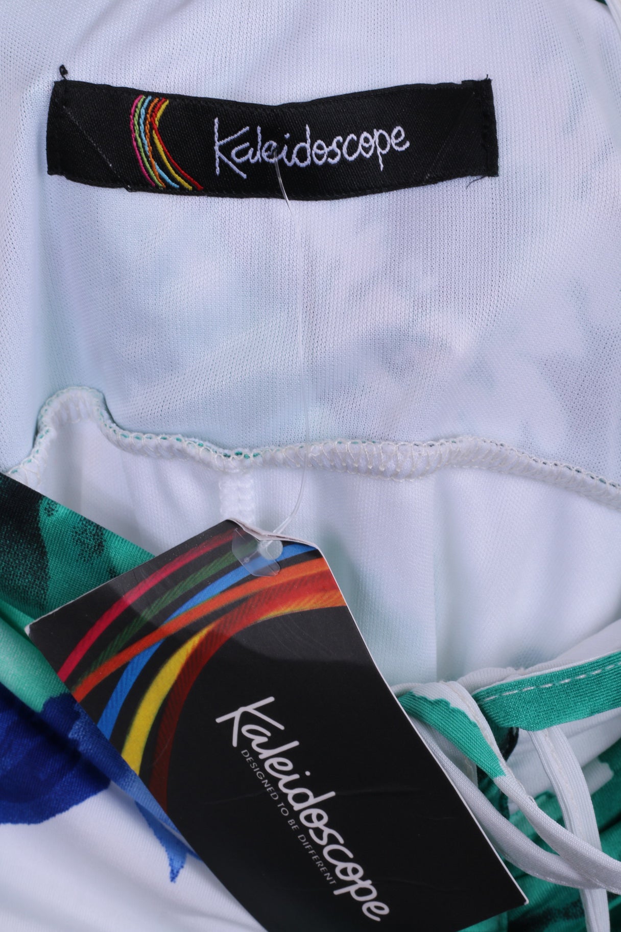 Nuovo abito lungo da donna 14 Kaleidoscope bianco floreale estivo spiaggia 