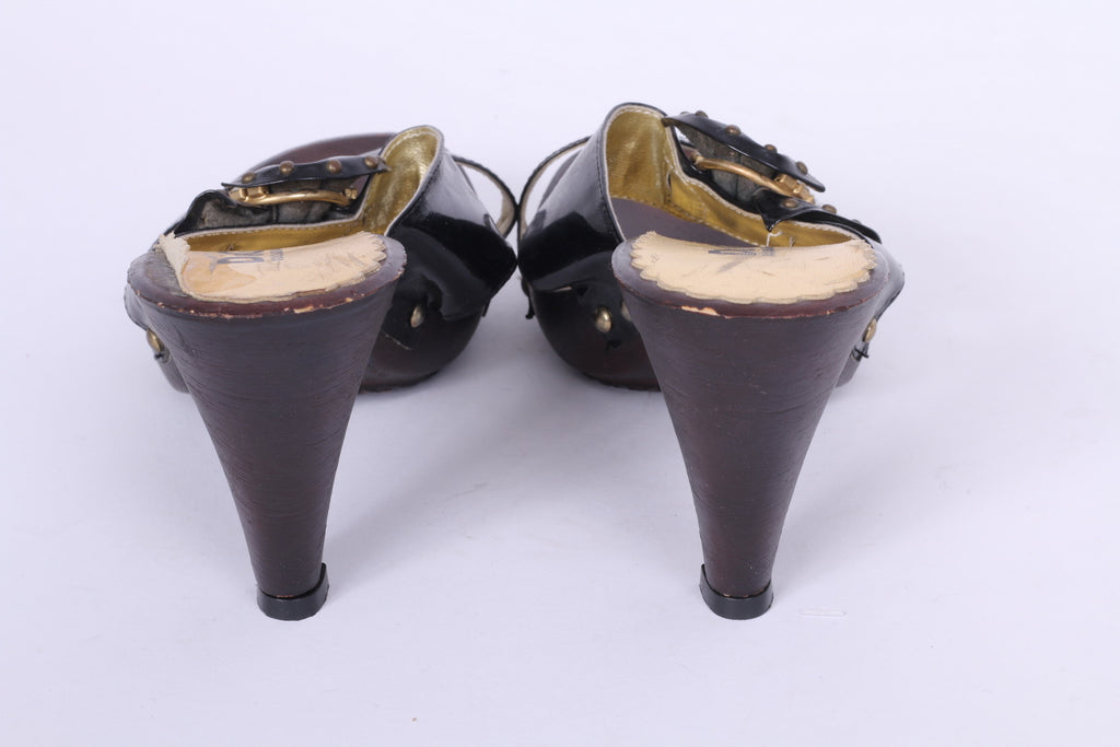 Dolce & Gabbana Womens Uk 4 EU 36 Sandals  Sliders Black Heels Shoes