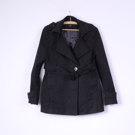 HALLHUBER tendance femme 38 S veste noir coton ceinture un bouton manteau haut décontracté 
