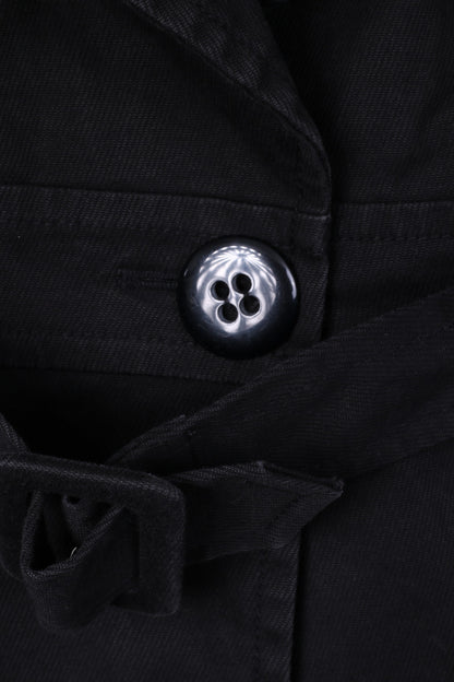 HALLHUBER trend Women 38 S Jacket Black Cotton Belt One Button Coat Casual Top