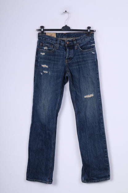 Hollister Womens W 28 L30 Trousers Navy Jeans Denim Cotton Ripped