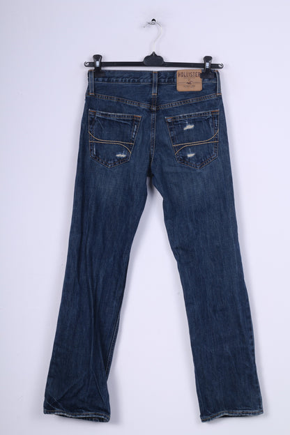 Pantaloni Hollister da donna W 28 L30 Jeans blu scuro Denim cotone strappato