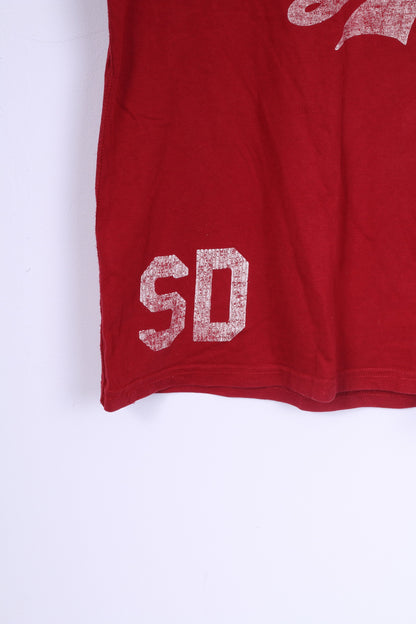 T-shirt da uomo Superdry M (S) in cotone rosso con grafica giapponese, top girocollo