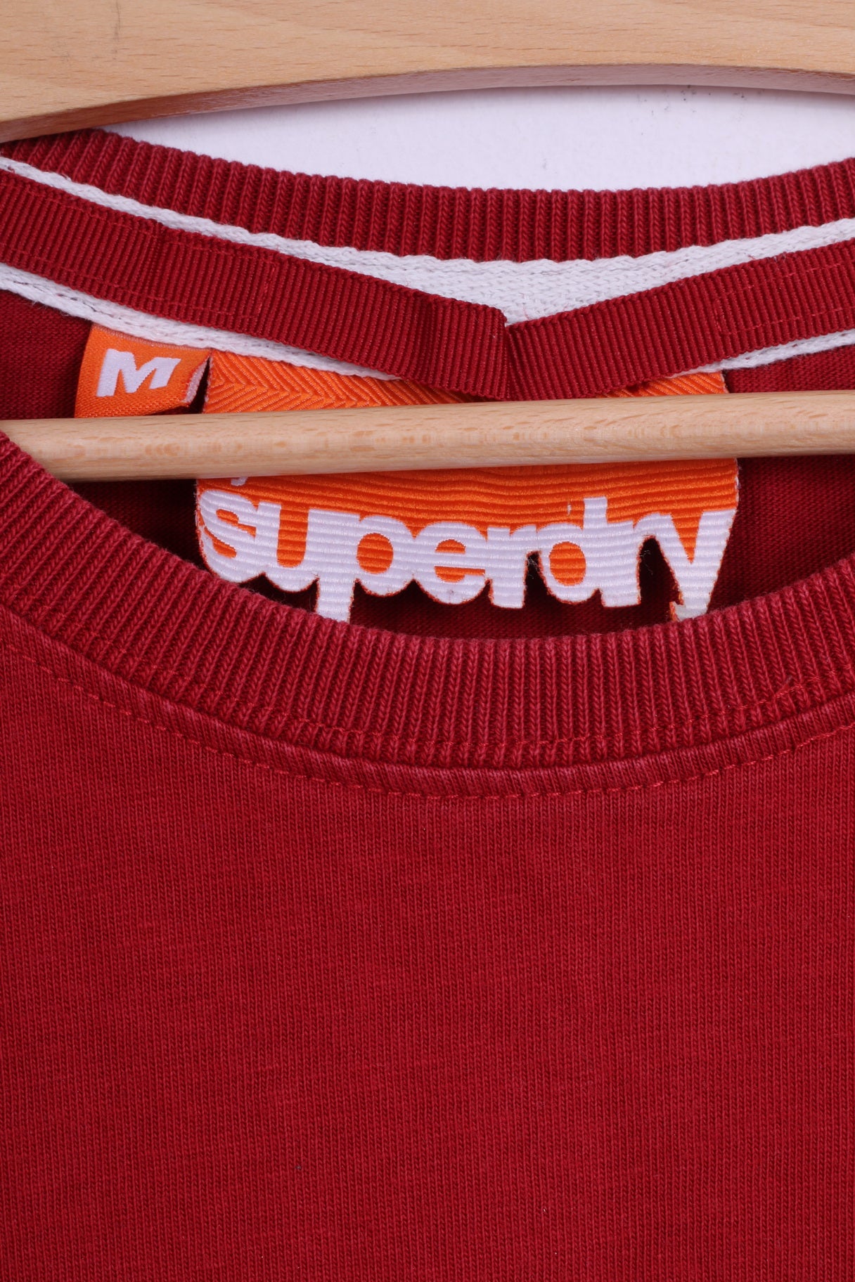 Superdry Homme M (S) T-Shirt Rouge Coton Japon Graphique Ras du Cou Haut