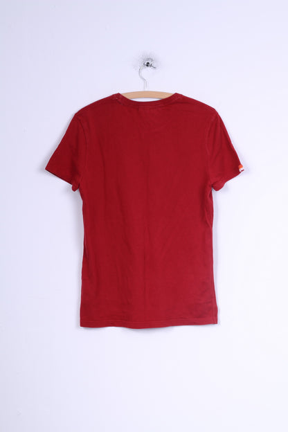 Superdry Mens M (S) T-Shirt Red Cotton Japan Graphic Crew Neck Top