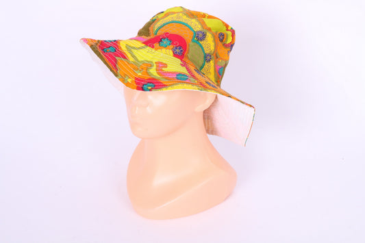 Cappello da sole estivo da donna e ragazza in cotone a tesa larga, multicolore, da spiaggia