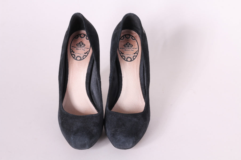 Fornarina Scarpe con Tacco 39 da Donna in Camoscio Nero Beige a Quadri Made in Italy