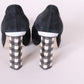 Fornarina Women's 39 Heels Black Suede Beige Check Heels Shoes Made in Italy