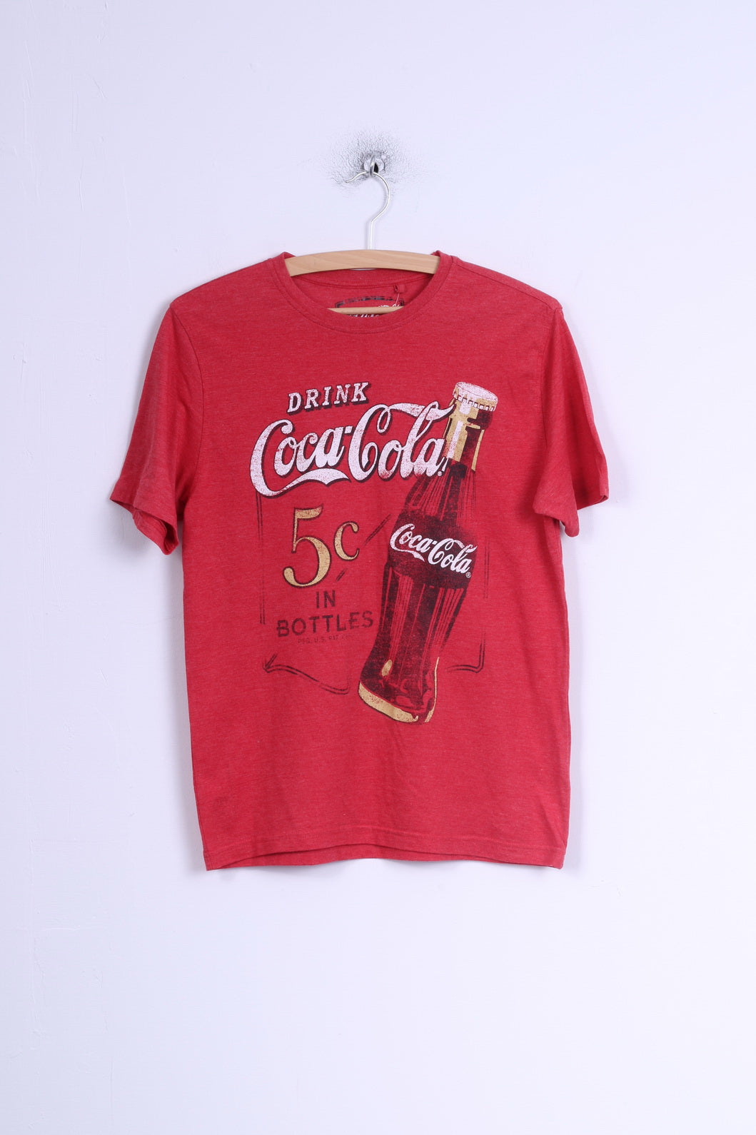 George T-shirt XS à col rond en coton graphique Coca Cola pour femme Rouge
