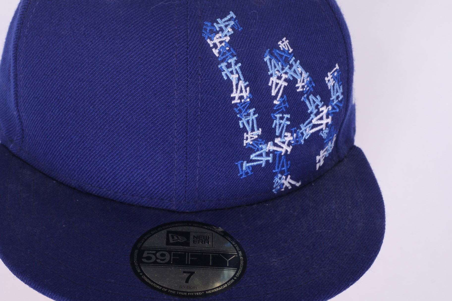 Casquette de baseball New Era 59 Fifty 7 pour hommes en laine bleue La Dodgers