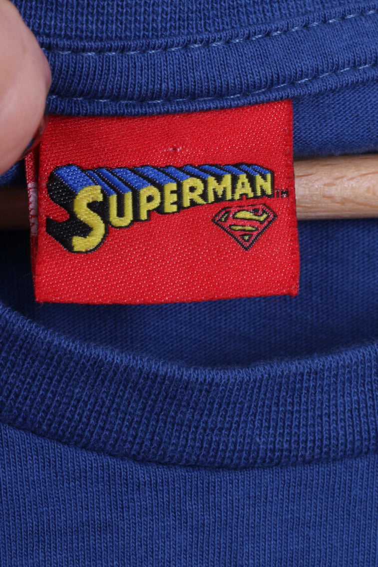 T-shirt da uomo George L, top girocollo con grafica Superman in cotone blu