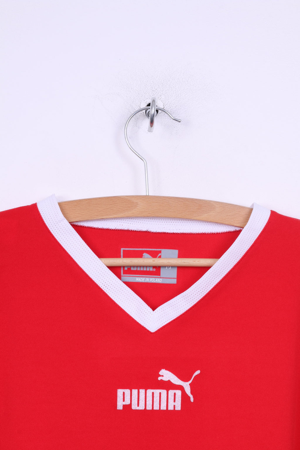 Maglia Puma da uomo a maniche lunghe M rossa sportiva con scollo a V. Top da allenamento