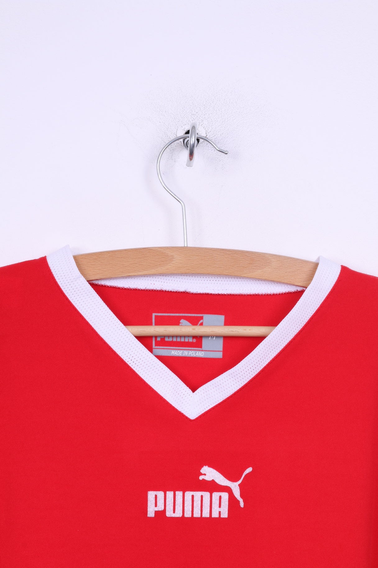 Maglia Puma da uomo a maniche lunghe M rossa sportiva con scollo a V. Top da allenamento