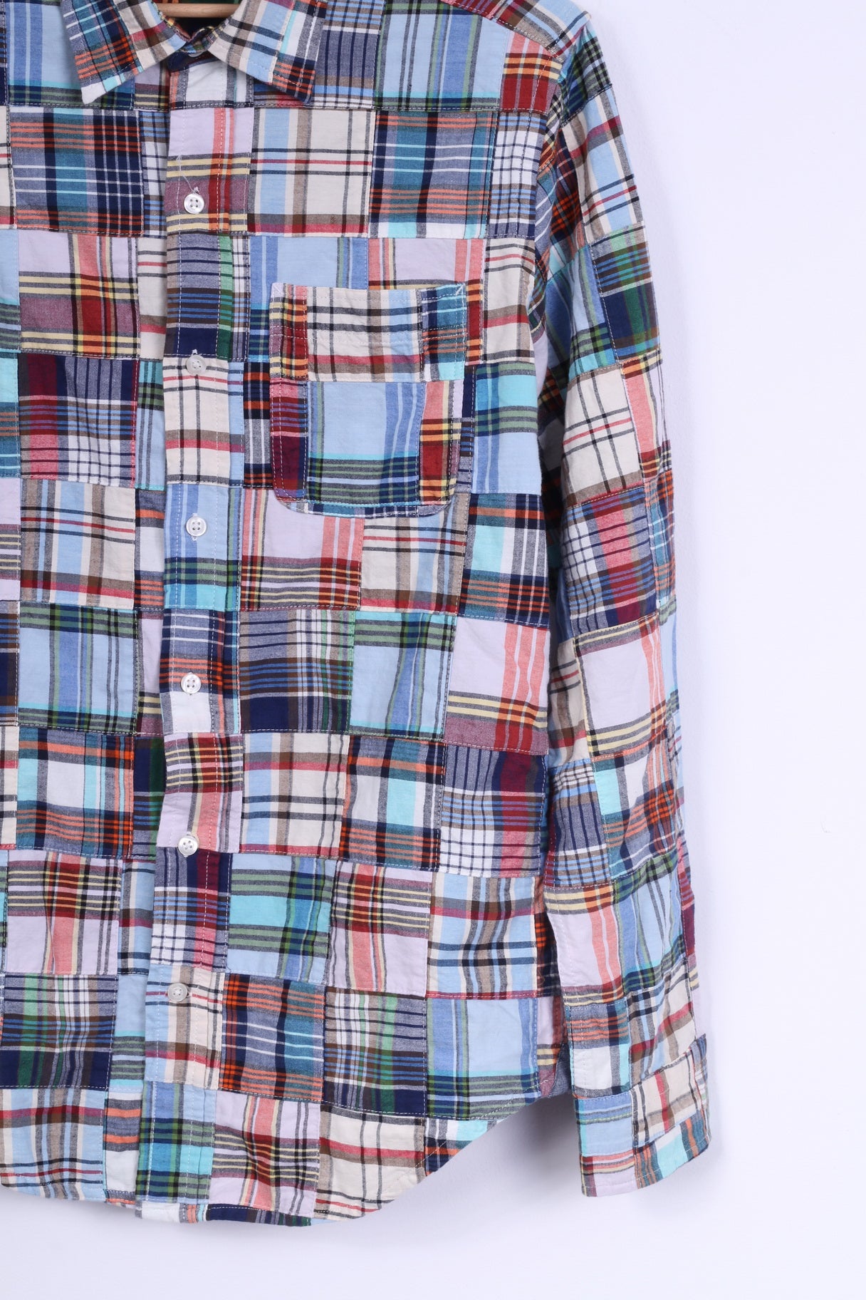 GAP Chemise décontractée pour homme Bleu à carreaux en coton Coupe ajustée à manches longues