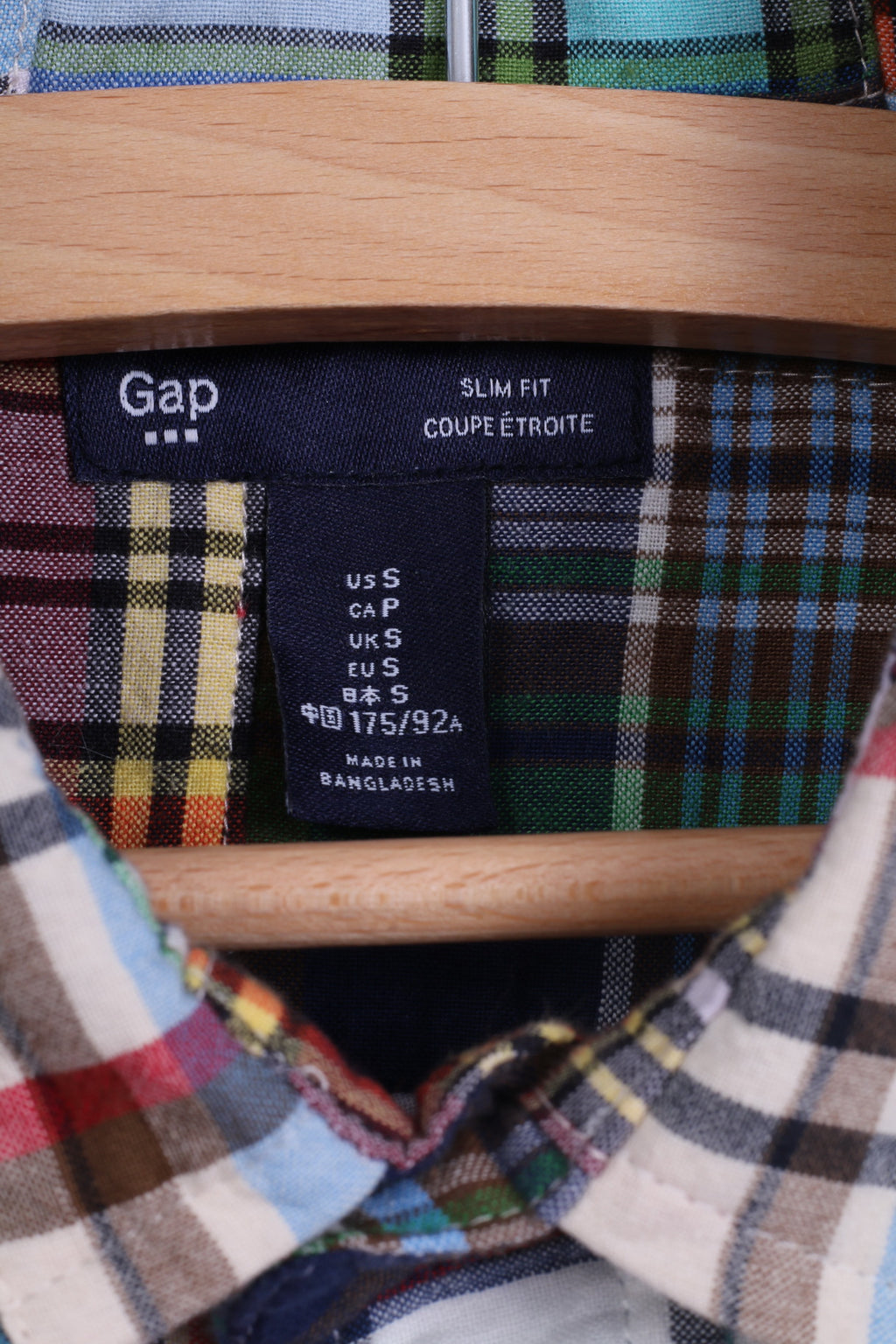 GAP Chemise décontractée pour homme Bleu à carreaux en coton Coupe ajustée à manches longues