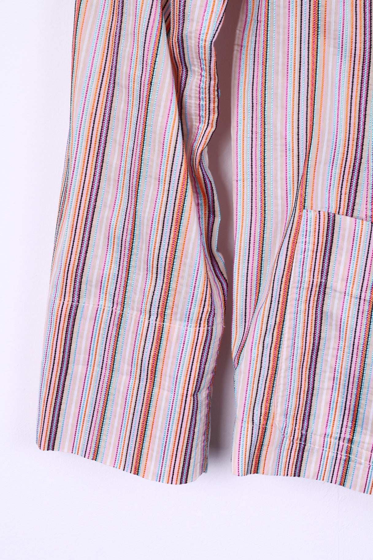 Otto Kern Womens 42 L Blazer Multi Color Striped Summer Light Jakcet Top