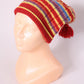 Lwikki Women's Hat One Size Red Merino Wool Blend Striped Knit Cap