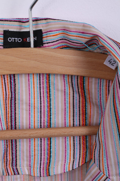 Otto Kern Womens 42 L Blazer Multi Color Striped Summer Light Jakcet Top