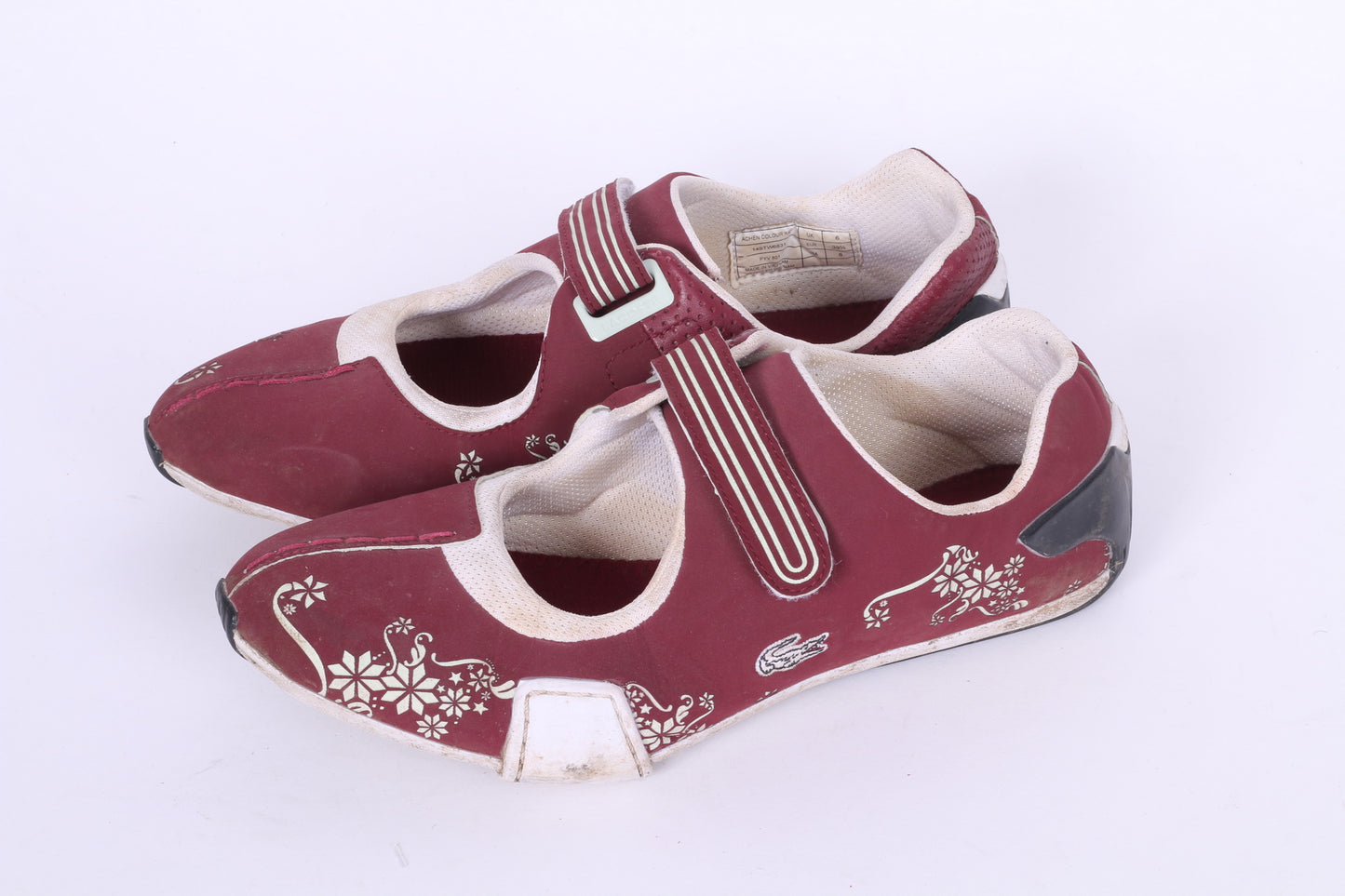 Lacoste Womens 39.5 UK 6 Shoes Burgundy Trainers Flowers