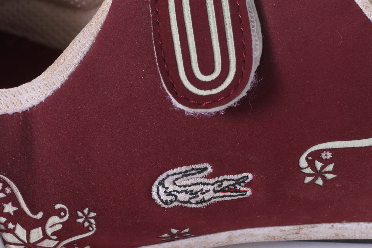 Lacoste Womens 39.5 UK 6 Shoes Burgundy Trainers Flowers