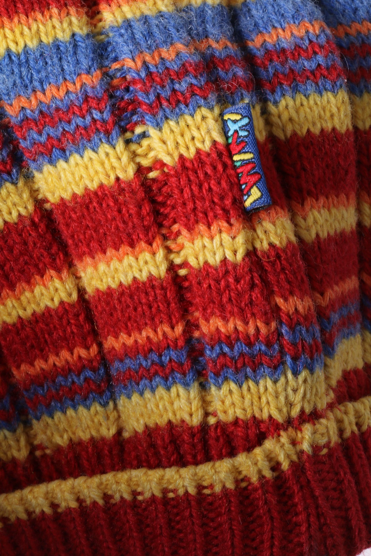 Lwikki Women's Hat One Size Red Merino Wool Blend Striped Knit Cap
