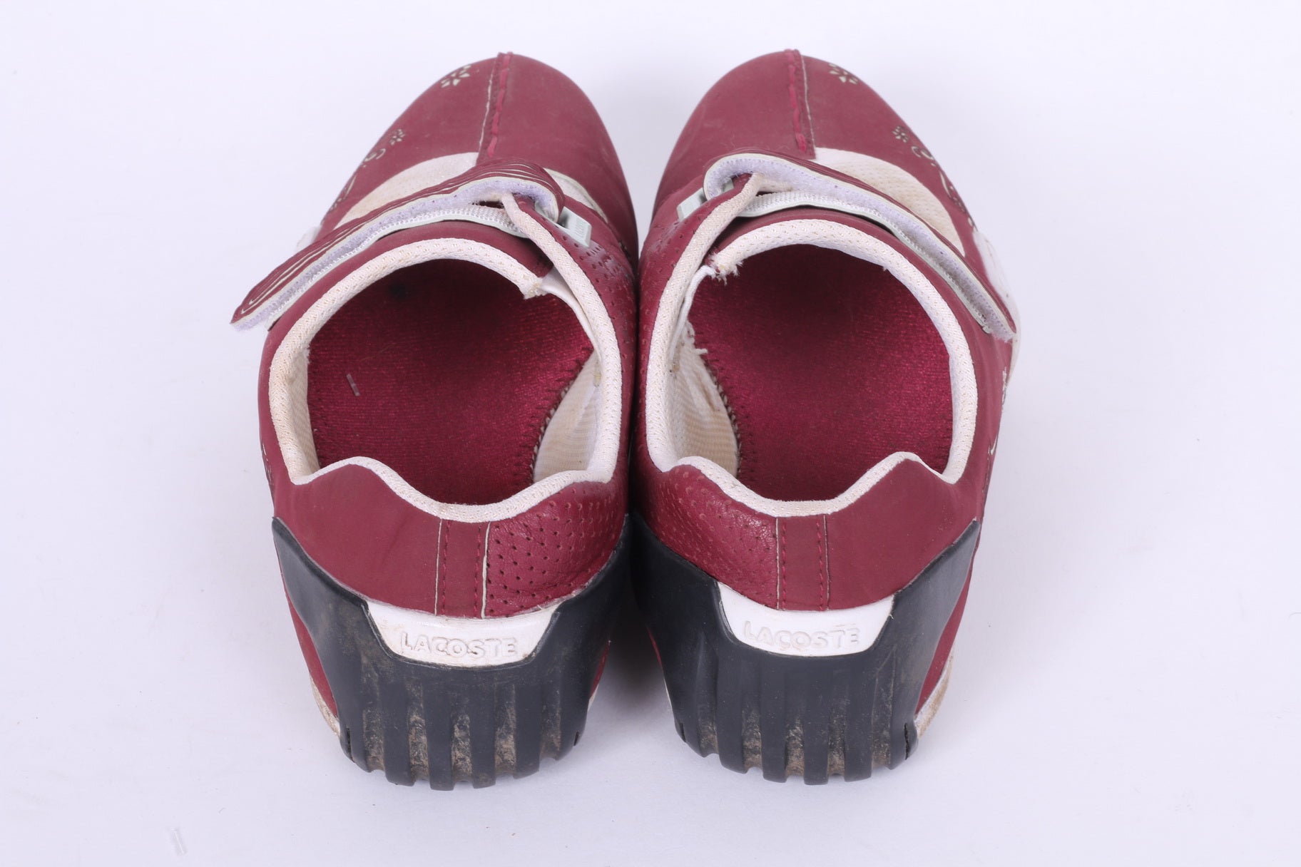 Lacoste Womens 39.5 UK 6 Shoes Burgundy Trainers Flowers