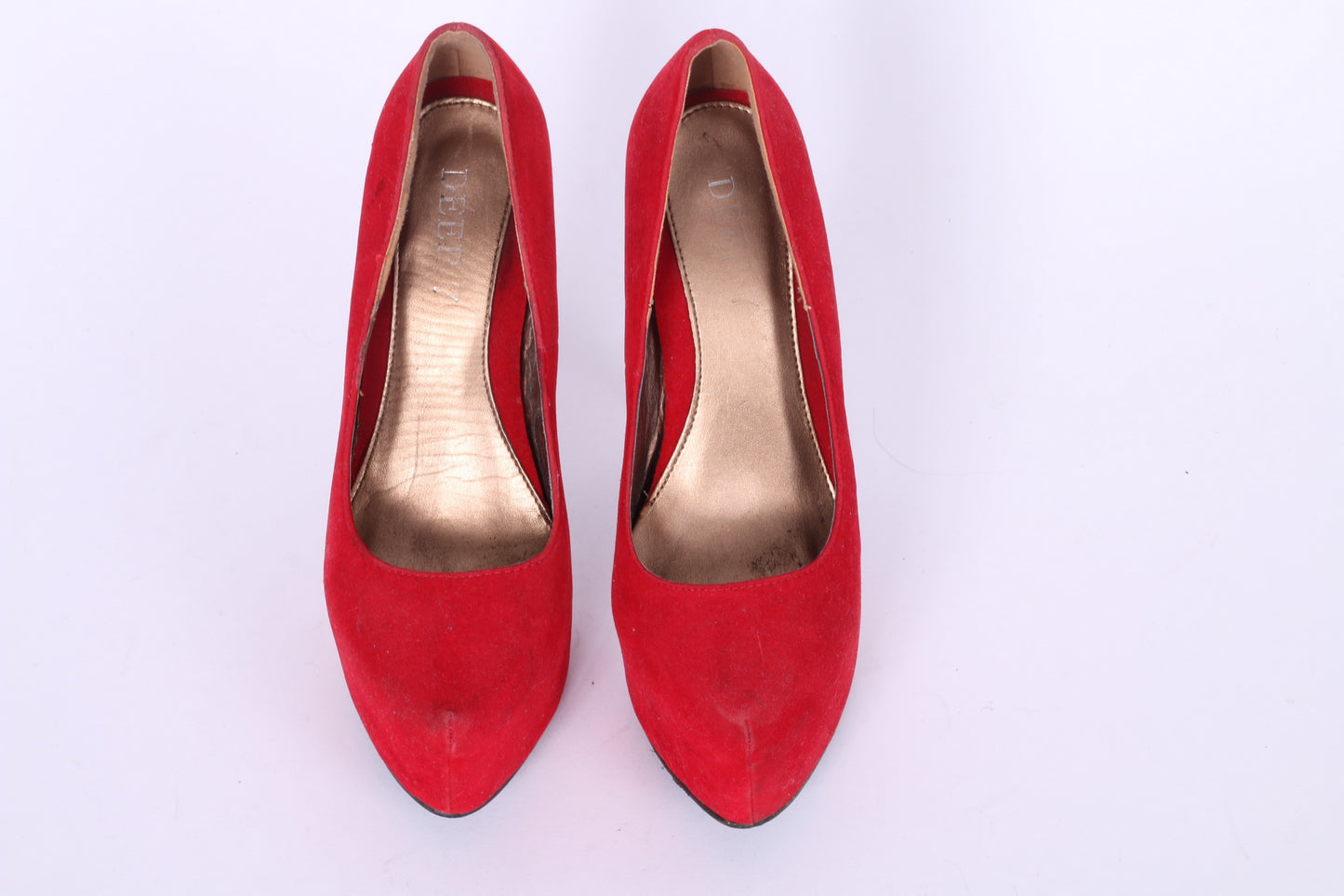 Deep 7 Womens UK 4 37 Heels Red Suede Platform Pumps Slip On Shoes Party