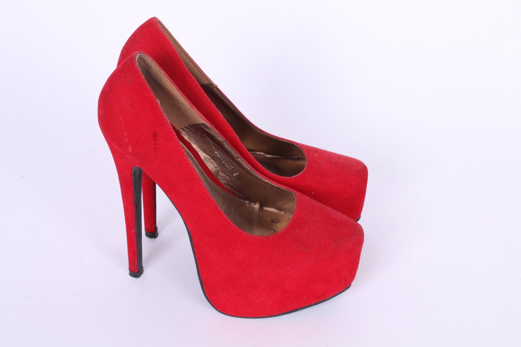 Deep 7 Womens UK 4 37 Heels Red Suede Platform Pumps Slip On Shoes Party