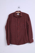 Manuel Ritz Pipo Camicia casual da uomo 14.5 S Manica lunga a quadri in cotone bordeaux