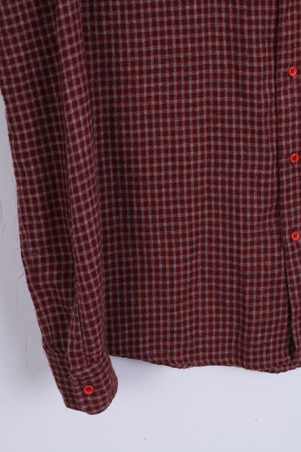 Manuel Ritz Pipo Camicia casual da uomo 14.5 S Manica lunga a quadri in cotone bordeaux