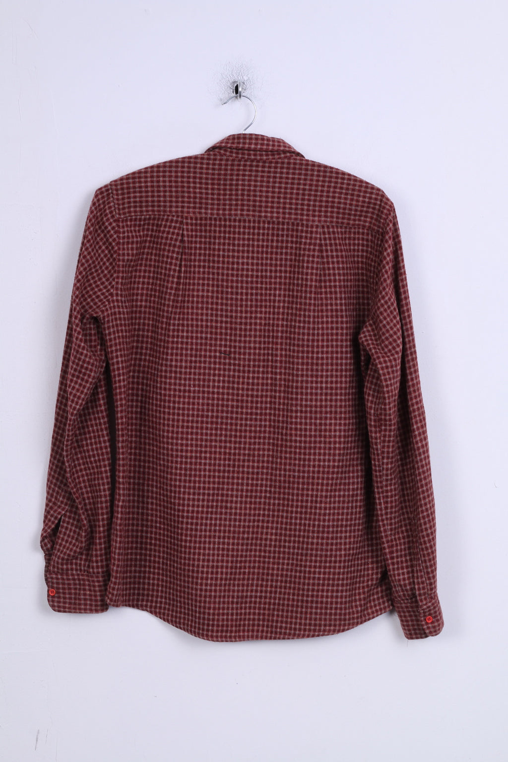 Manuel Ritz Pipo Camicia casual da uomo 14.5 S Manica lunga a quadri in cotone bordeaux