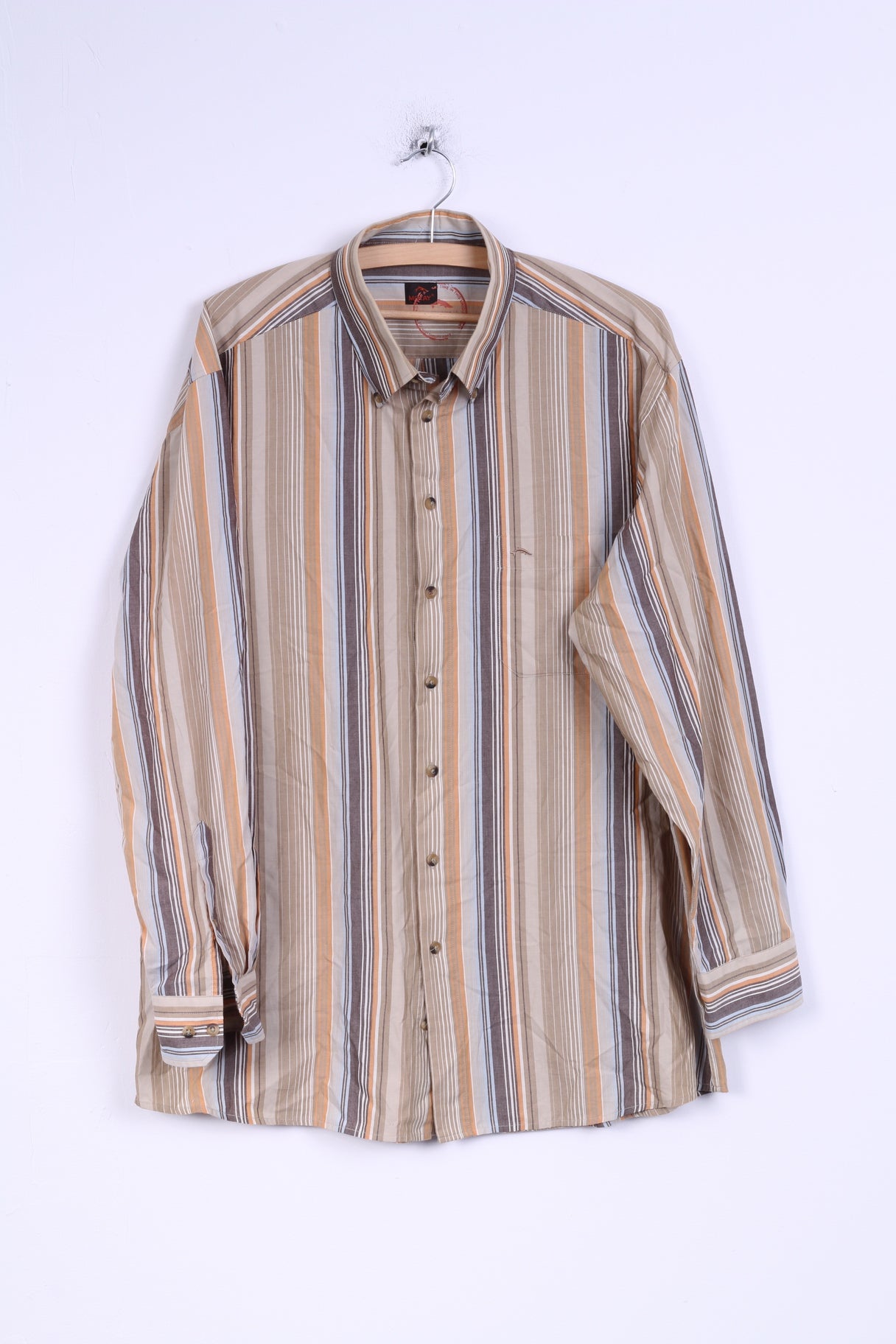 McKay Mens XL 43/44 Casual Shirt Striped Button Down Collar Multi Cotton Long Sleeve
