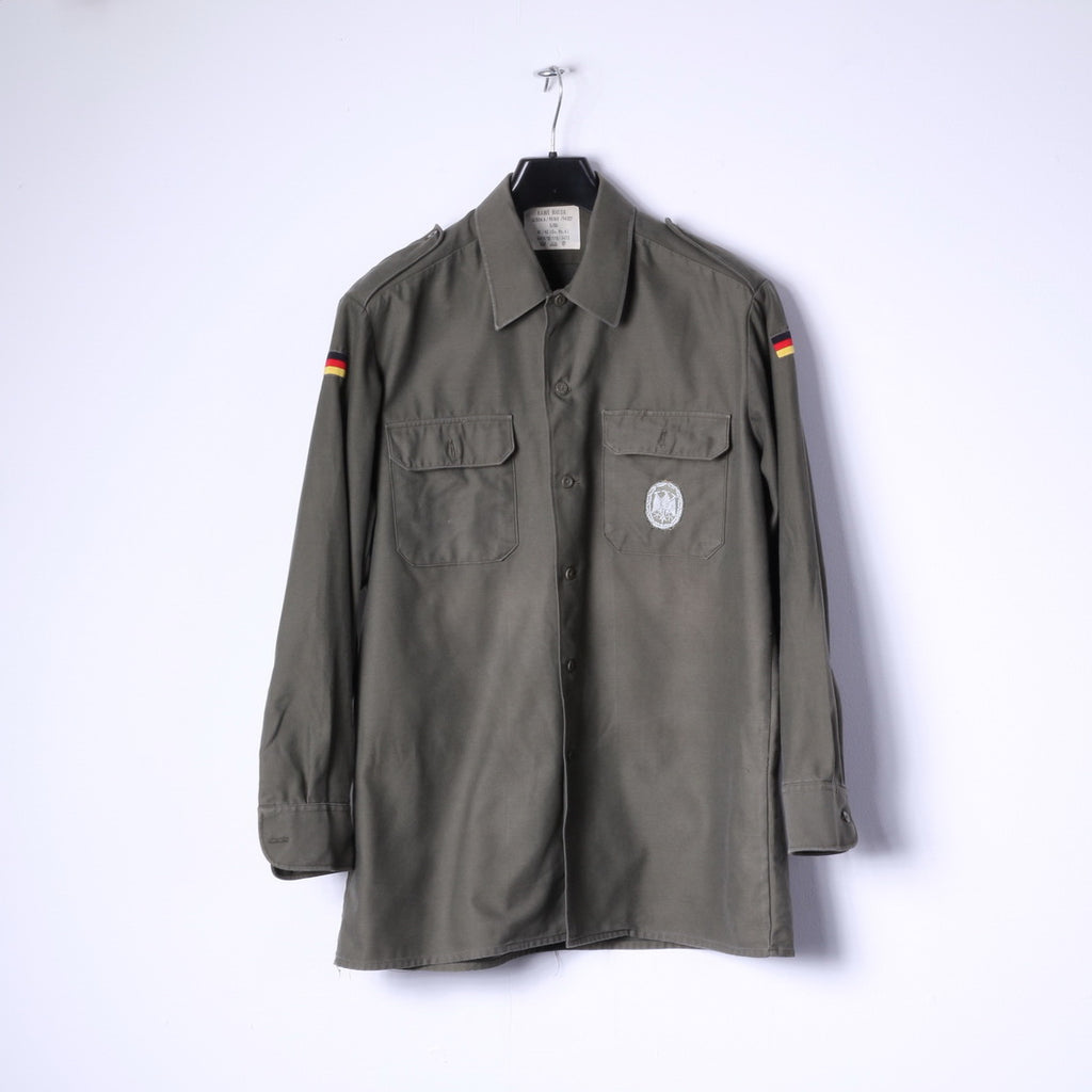 Rawe Rheda Uomo 41/42 M/L Camicia Casual Verde Militare Germania Esercito Top