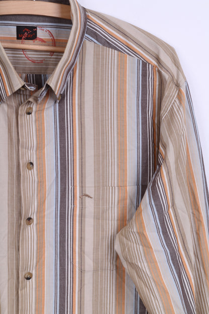 McKay Mens XL 43/44 Casual Shirt Striped Button Down Collar Multi Cotton Long Sleeve
