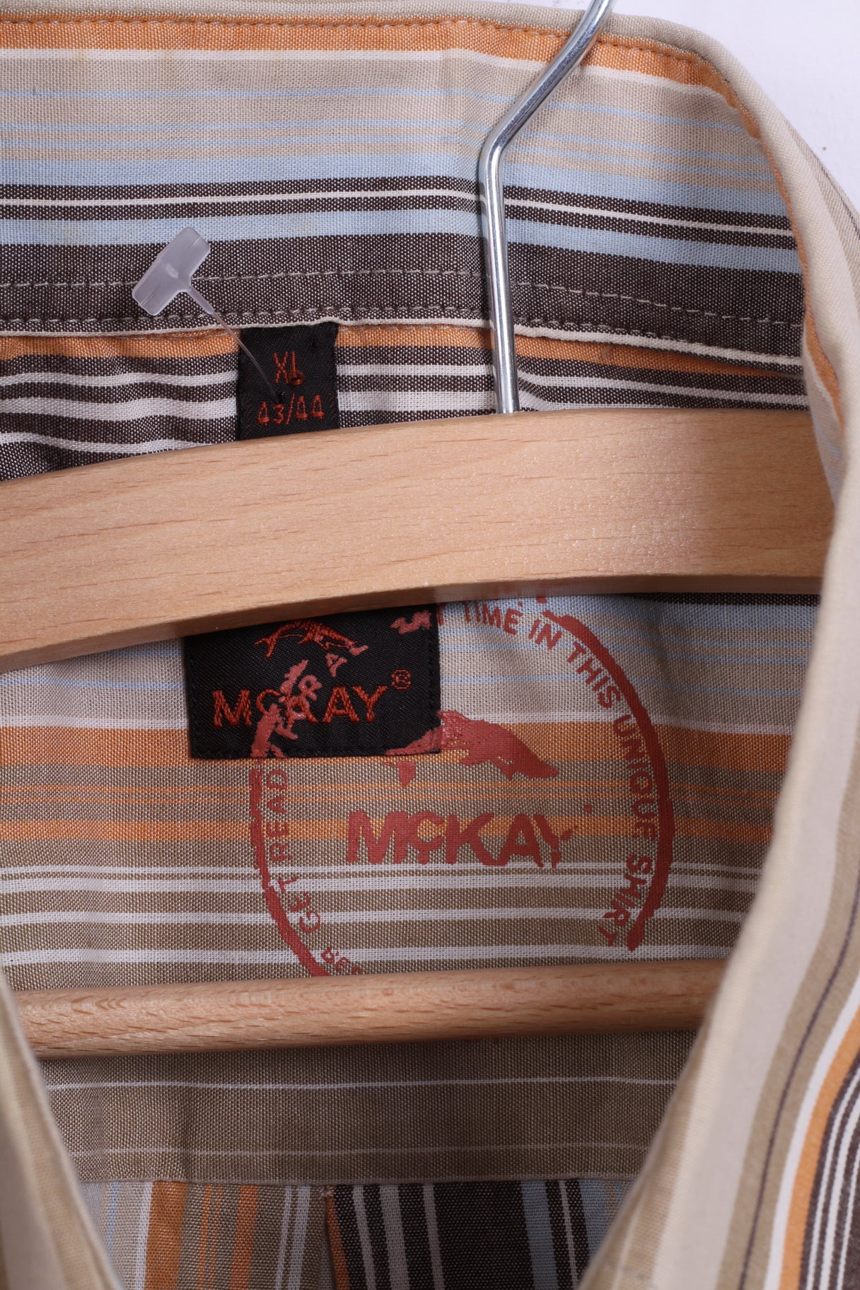 McKay Mens XL 43/44 Casual Shirt Striped Button Down Collar Multi Cotton Long Sleeve