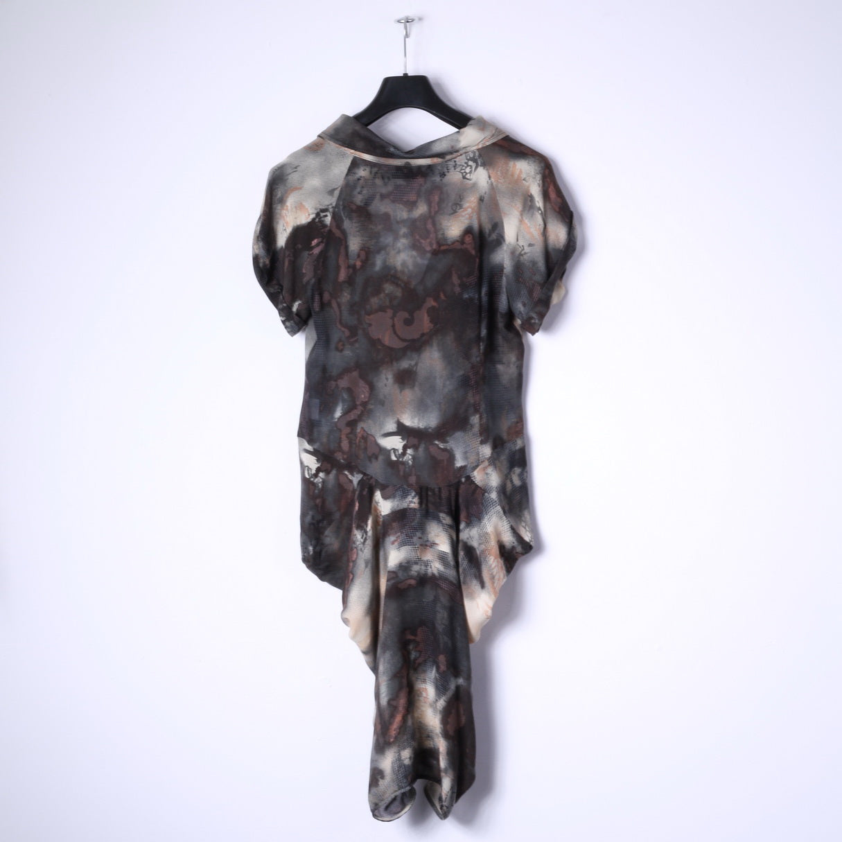 AllSaints Spitalfields Womens 12 M Casual Shirt Green Silk Army Long Buttoned Top