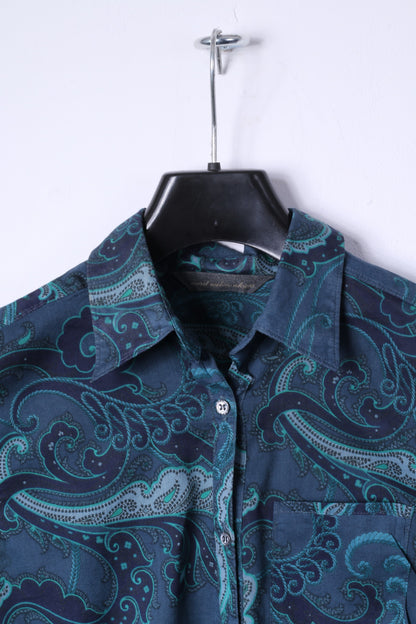 Coast Weber &amp; Ahaus Chemise décontractée pour femme 44 S en coton bleu marine matière fine motif cachemire