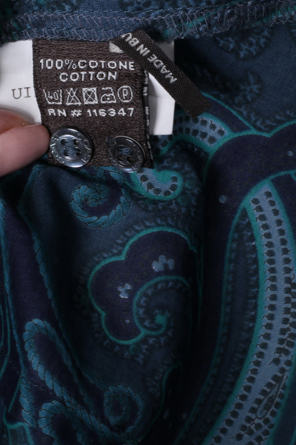 Coast Weber &amp; Ahaus Chemise décontractée pour femme 44 S en coton bleu marine matière fine motif cachemire