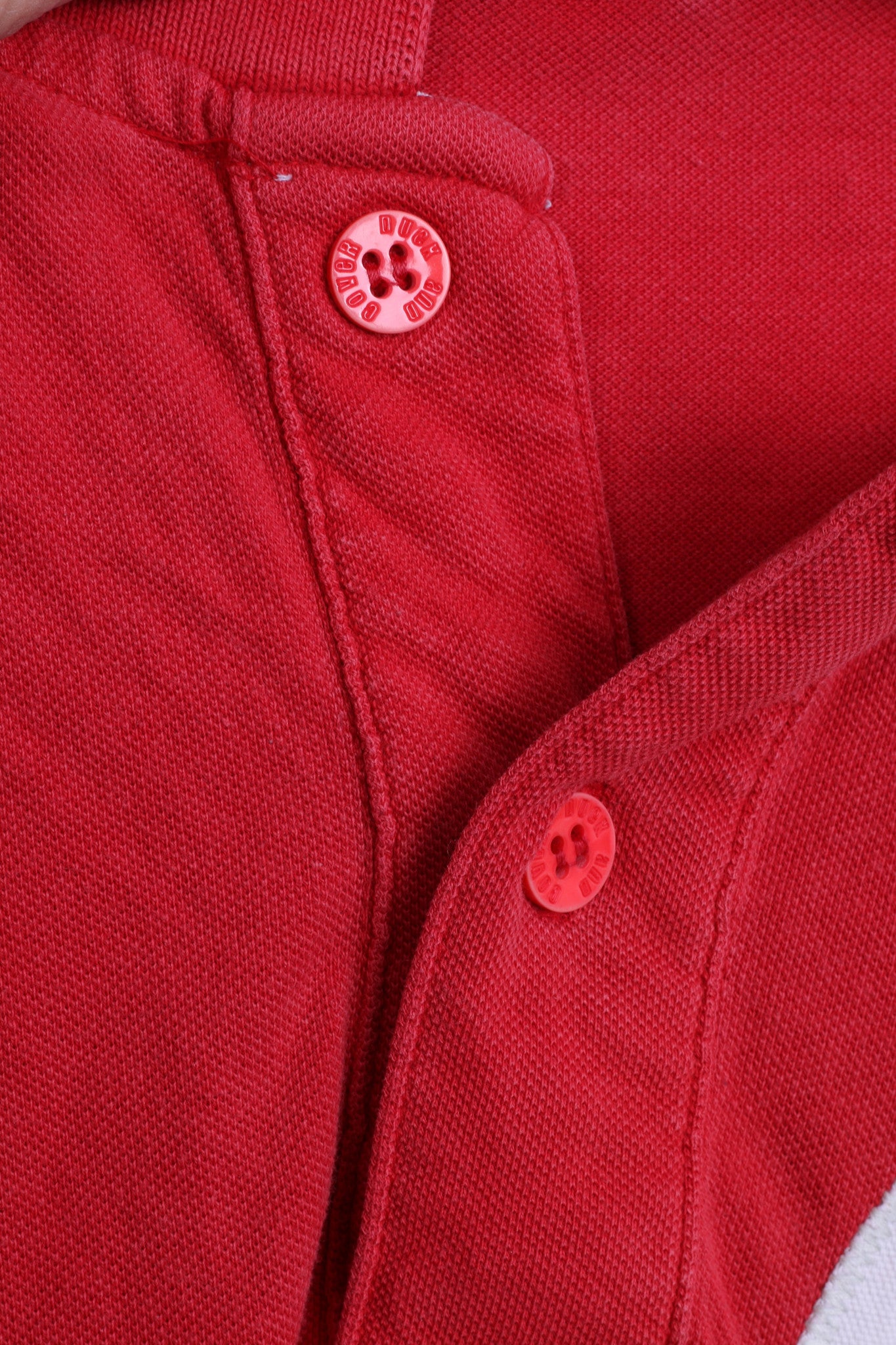 Duck and Cover Mens XL Polo Shirt Red Washed Look Cotton Top Jersey - RetrospectClothes