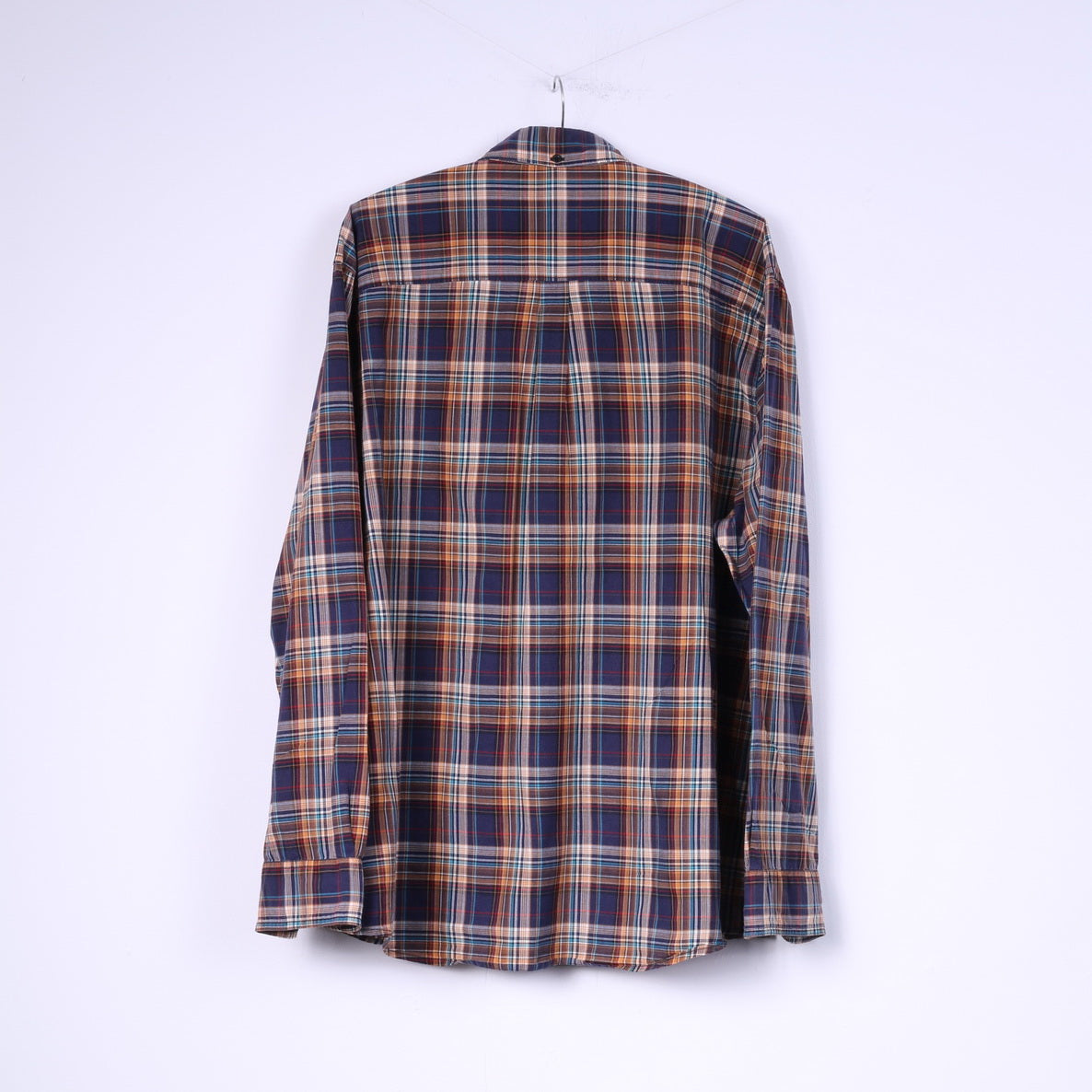 Dressmann Mens 3XL Casual Shirt Navy Cotton Checkered Long Sleeve XXXL Top