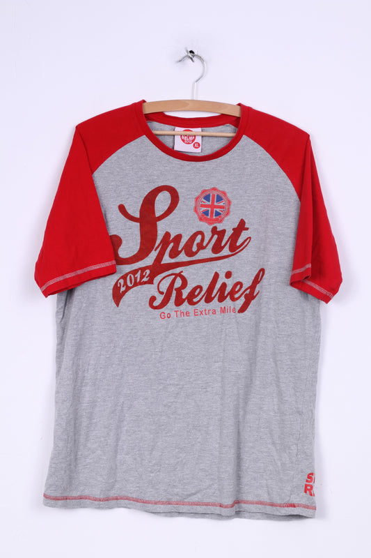 Sport Relief 2012 Mens XL Graphic Shirt Raglan Sleeve Grey Cotton