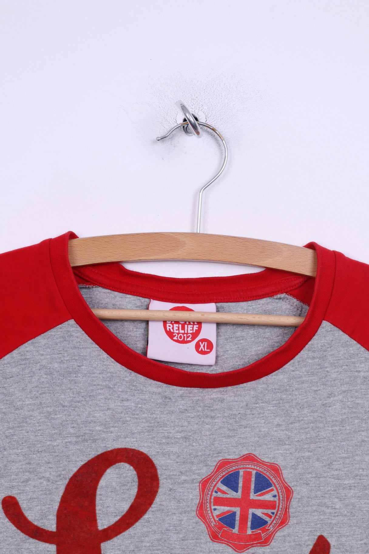 Sport Relief 2012 Chemise graphique XL à manches raglan pour homme en coton gris