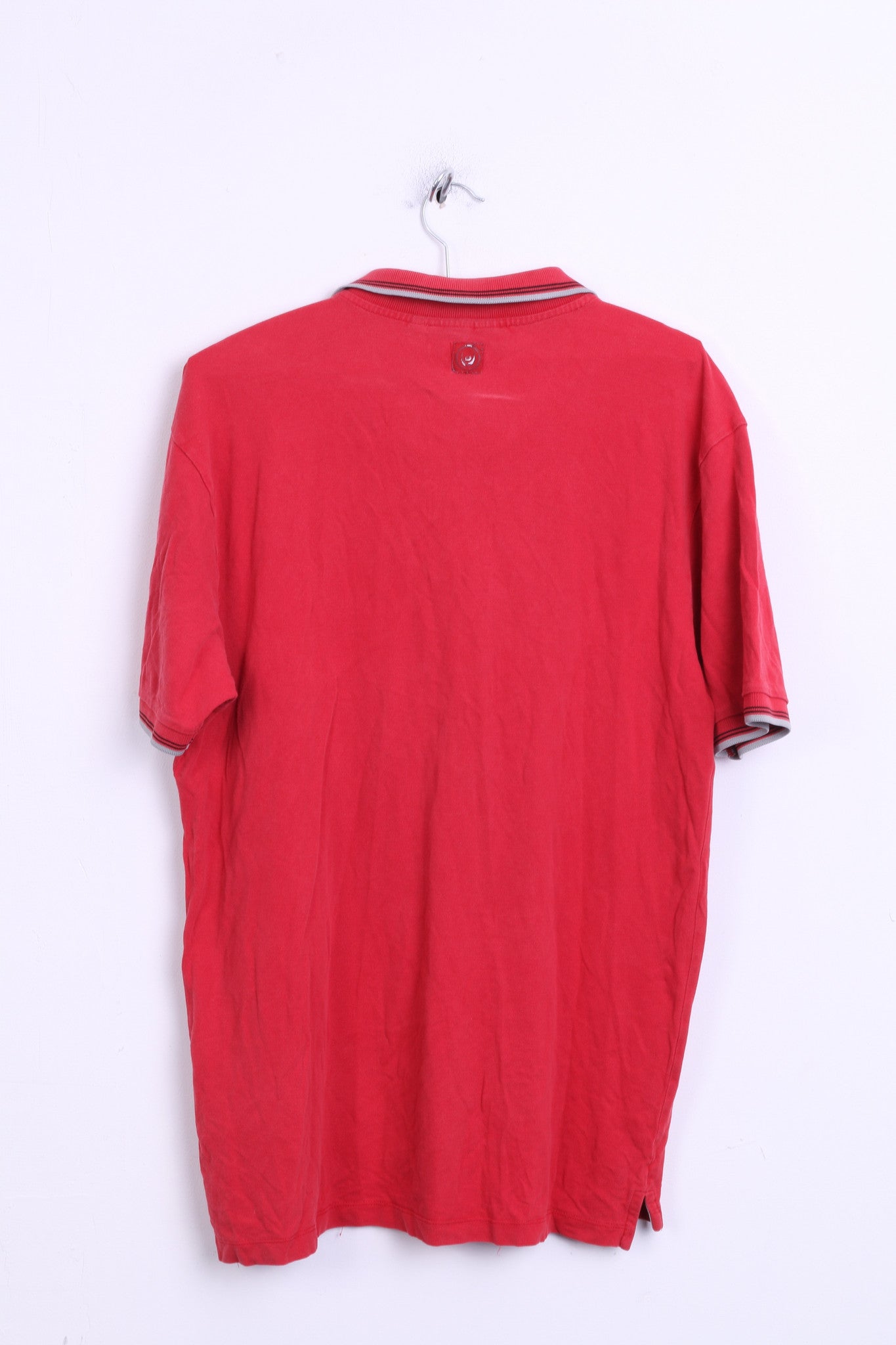 Duck and Cover Mens XL Polo Shirt Red Washed Look Cotton Top Jersey - RetrospectClothes