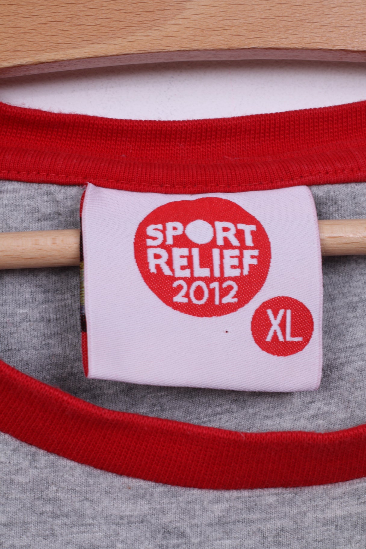 Sport Relief 2012 Chemise graphique XL à manches raglan pour homme en coton gris