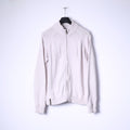 Shott NYC Mens L Sweater Beige Zip Up Cardigan 100% Cotton Knitwear