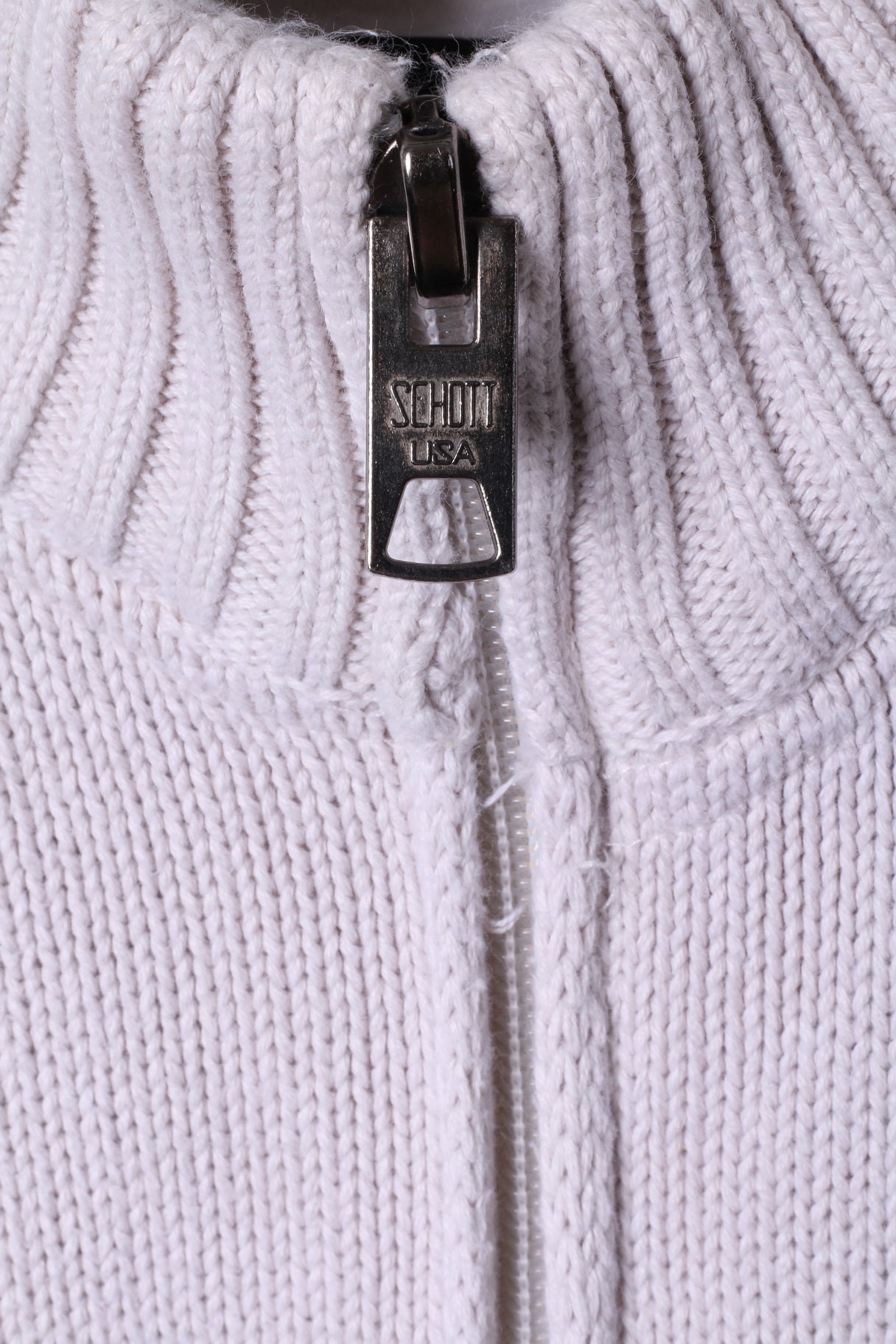 Shott NYC Mens L Sweater Beige Zip Up Cardigan 100% Cotton Knitwear