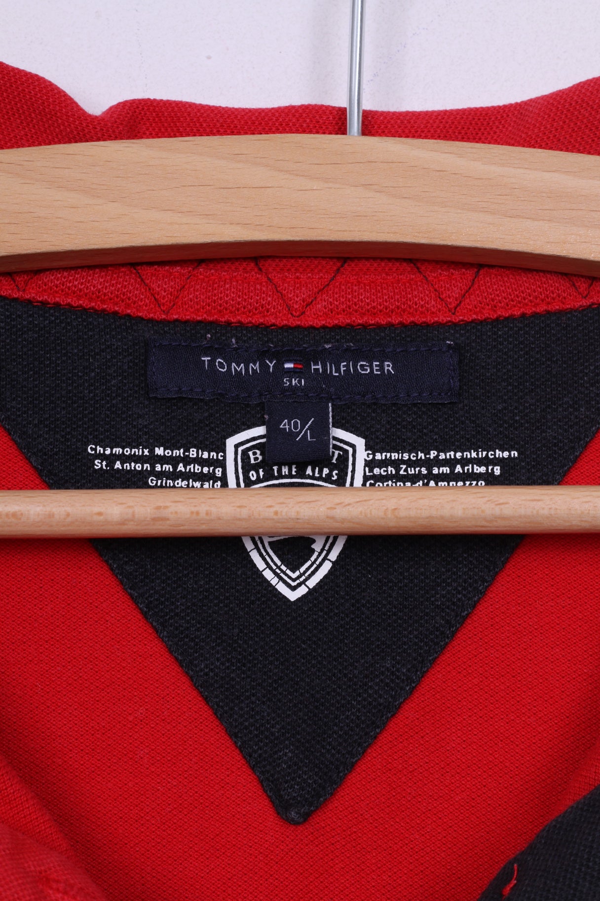 Tommy Hilfiger Womens 40 L Polo Shirt Long Sleeve Red Cotton Best Of The Alps